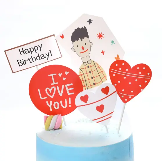 5 pcs Father's Love theme cake topper set