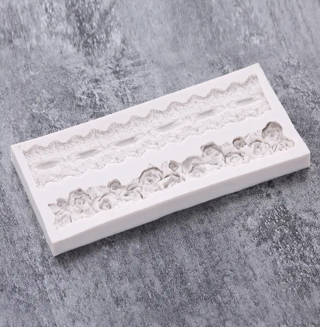2 Cavity 3D Rose and Stitch Lace Border mould