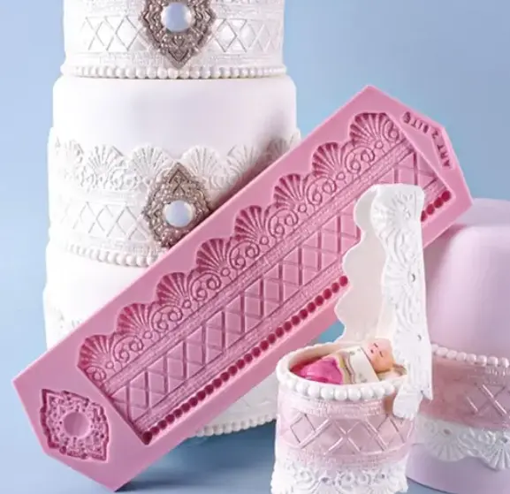 European Lace Border Fondant Silicone Chocolate Mould