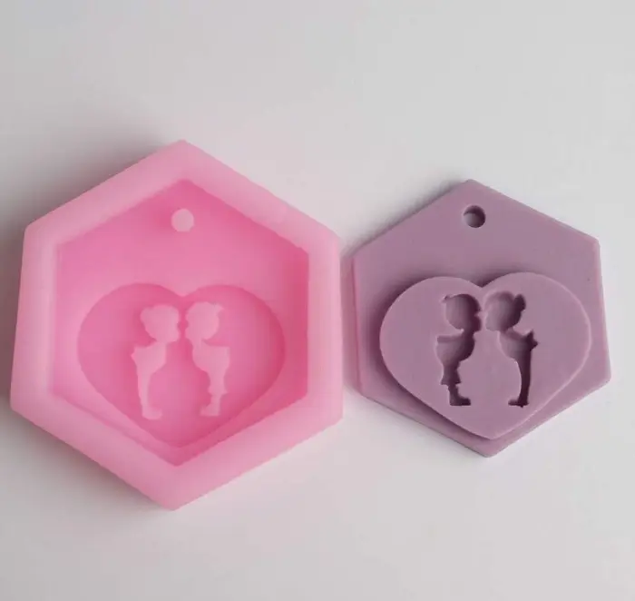 Hexagon shape Couple Kiss Silicone Mould