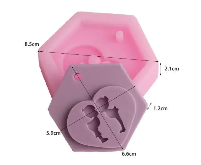 Hexagon shape Couple Kiss Silicone Mould