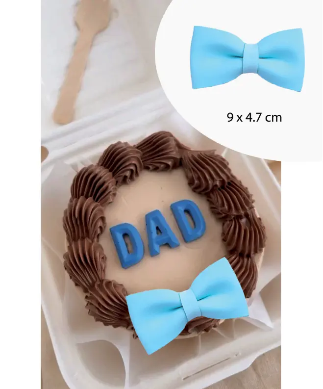3 pcs 3D Cute Blue Bow cake topper set