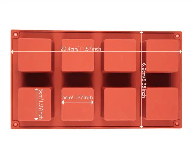 8 Cavity 3D Square Silicone Mould 2 x 2 x 2 inch Mousse Cake Dessert Molds for Cheesecake/Jelly/Brownnie/Soap/Candle