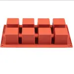 8 Cavity 3D Square Silicone Mould 2 x 2 x 2 inch Mousse Cake Dessert Molds for Cheesecake/Jelly/Brownnie/Soap/Candle
