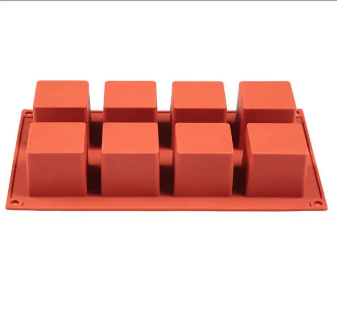 8 Cavity 3D Square Silicone Mould 2 x 2 x 2 inch Mousse Cake Dessert Molds for Cheesecake/Jelly/Brownnie/Soap/Candle