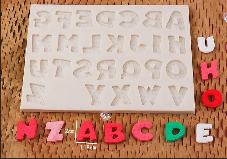 Alphabet Upper case Star texture Silicone Mould Style 6
