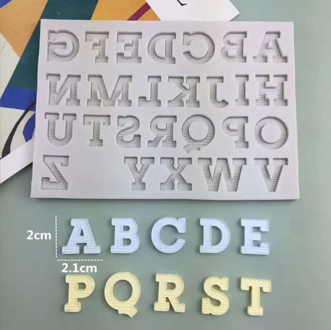 3 pcs set Alphabet Upper case Lower case Number Silicone Mould set