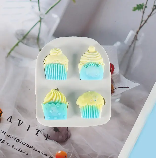 4 Cavity Cupcake theme silicone mould