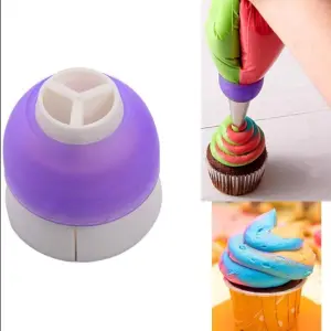1 PC Tri Colour Cream Coupler Nozzle,Nozzle Cap for Icing Piping Bags,Used to Hold Different Russian Nozzles,Polytree Cake Tip