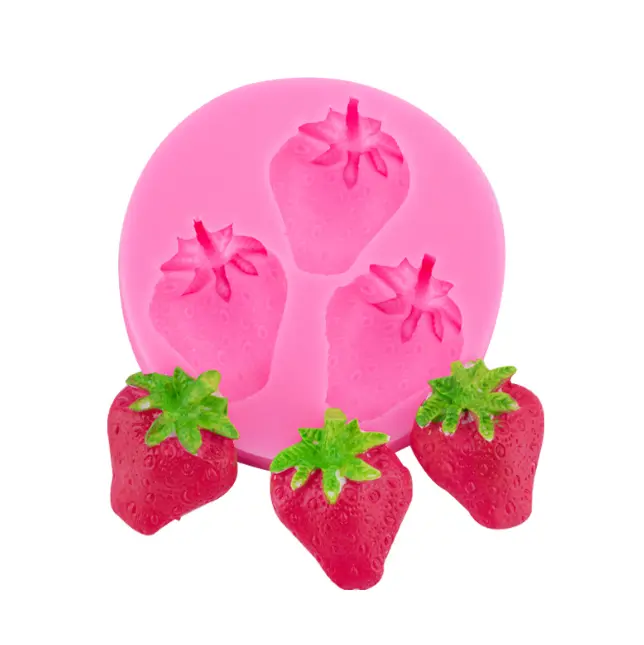 3 Cavity Strawberry fruit Silicone mould
