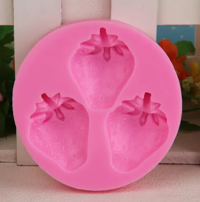 3 Cavity Strawberry fruit Silicone mould