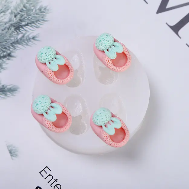 4 cavity rabbit theme Baby Shoes silicone Mould