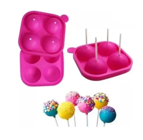 4 Sphere Holes Lollipop Cake pops Silicone Mould