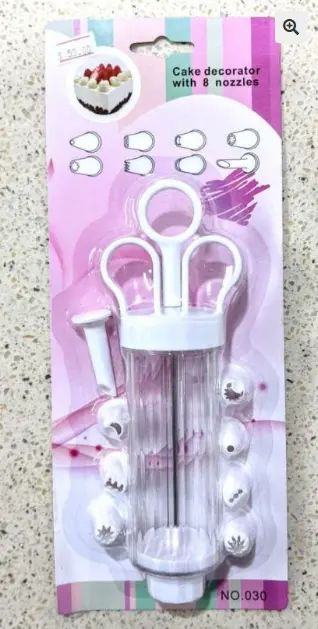 Cake Decor Plastic Icing Piping Syringe Tips 1 PCS Cake Decoration 8 pcs Nozzle Set