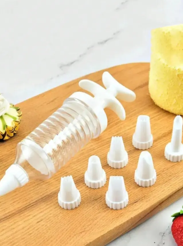 Cake Decor Plastic Icing Piping Syringe Tips 1 PCS Cake Decoration 8 pcs Nozzle Set