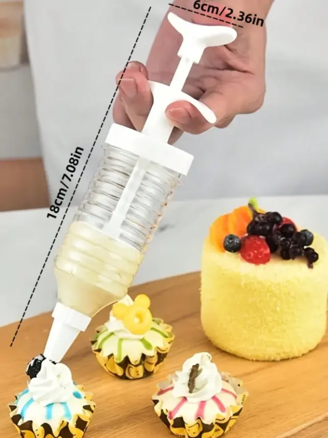 Cake Decor Plastic Icing Piping Syringe Tips 1 PCS Cake Decoration 8 pcs Nozzle Set