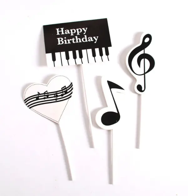 4 Pcs Happy Birthday Music theme Cake Toppers set