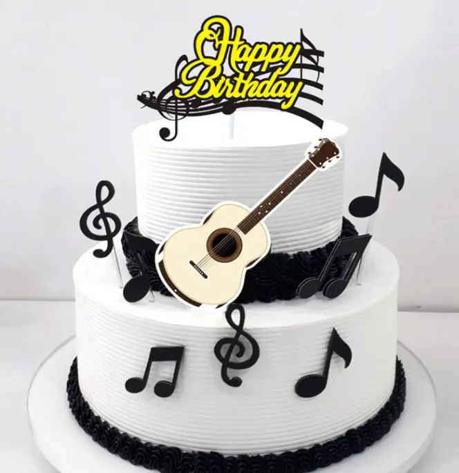 9 Pcs Happy Birthday Music theme Cake Toppers set