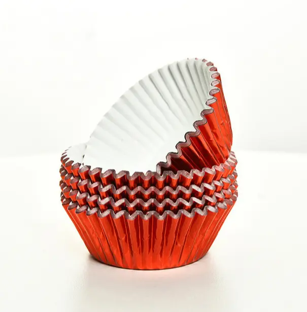 100 pcs Red Metallic Cake Cups / Muffin Cups