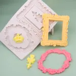 2 Cavity Oval Rectangle Detailed Vintage Frame theme silicone mould