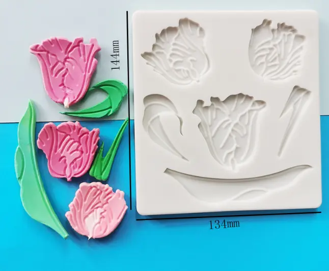 Tulip Flower with leaf Silicone Mould