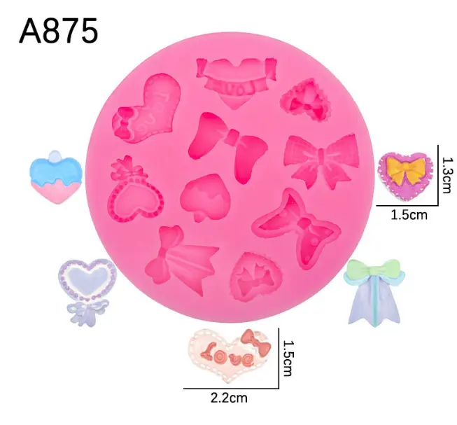 Bow love heart theme silicone mould