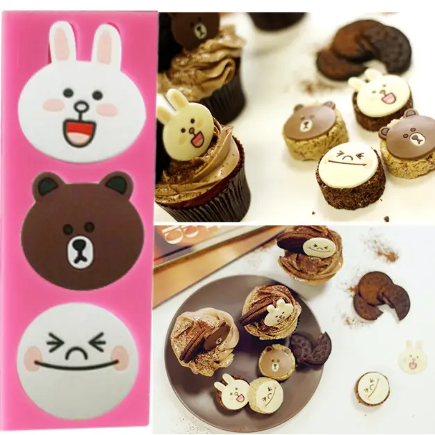 3 Cavity Teddy Bear cartoon silicone mould