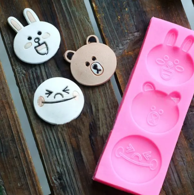 3 Cavity Teddy Bear cartoon silicone mould