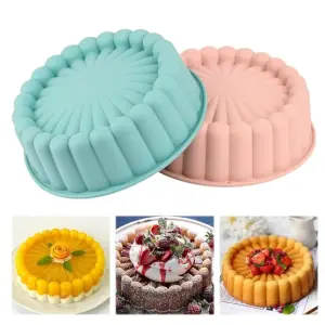 Charlotte Cake Pan Fluted Cake Pan Nonstick Flower Shape for Cheese Cake,Chocolate Cake,Strawberry Shortcake,Brownie Tart Pie Silicone Mould