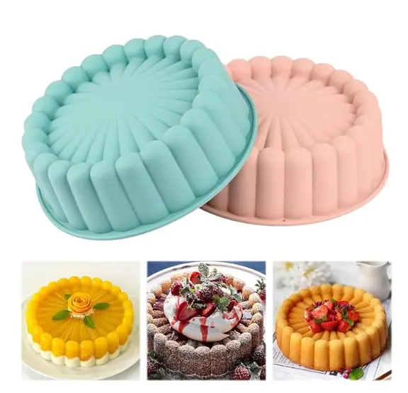 Charlotte Cake Pan Fluted Cake Pan Nonstick Flower Shape for Cheese Cake,Chocolate Cake,Strawberry Shortcake,Brownie Tart Pie Silicone Mould