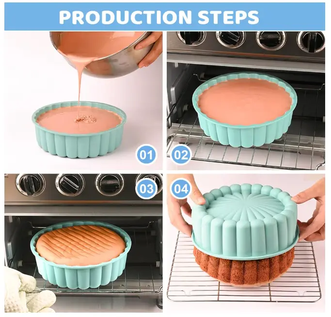 Charlotte Cake Pan Fluted Cake Pan Nonstick Flower Shape for Cheese Cake,Chocolate Cake,Strawberry Shortcake,Brownie Tart Pie Silicone Mould
