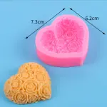 3D Rose theme heart shaped silicone mould style 2