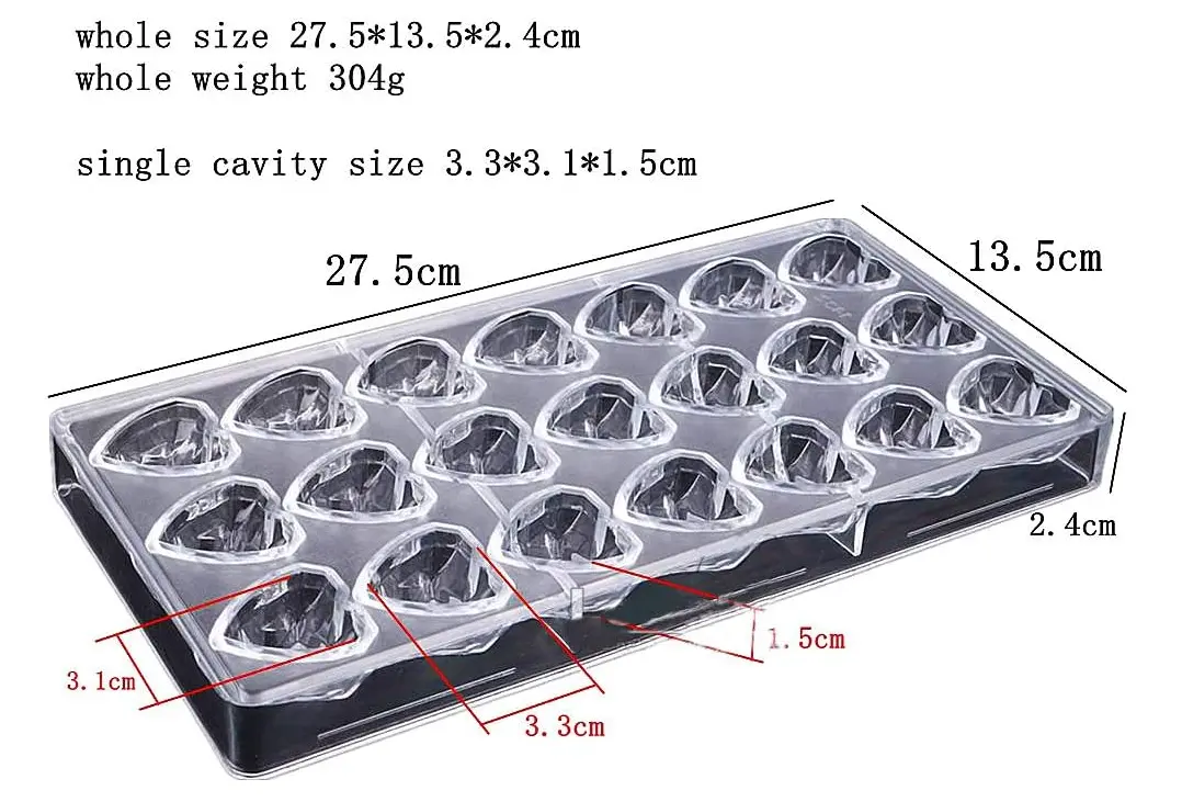 21 Cavity Abstract heart Shape Polycarbonate Chocolate Mould