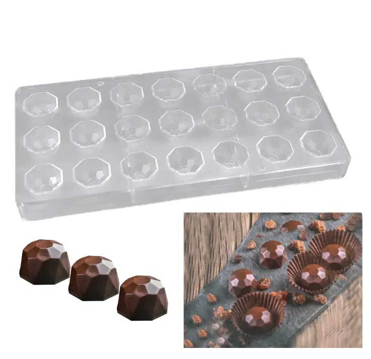 21 Cavity Semicircle Prism Shape Polycarbonate Chocolate Mould