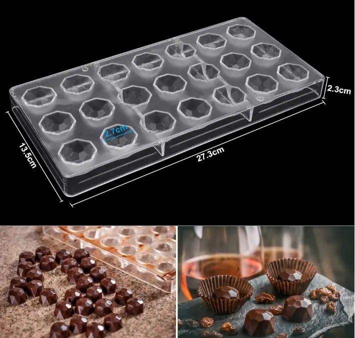 21 Cavity Semicircle Prism Shape Polycarbonate Chocolate Mould