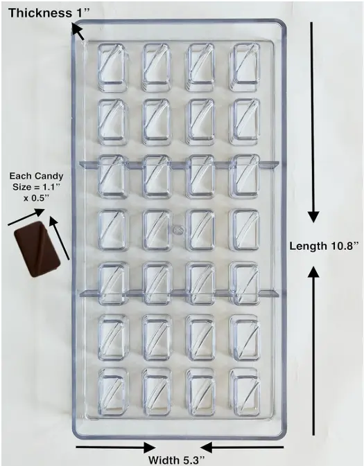 28 Cavity Rectangle Shape Polycarbonate Chocolate Mould