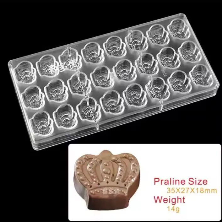 24 Cavity Crown Shape Polycarbonate Chocolate Mould