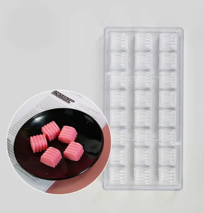 24 Cavity Ribbed Shape Polycarbonate Chocolate Mould