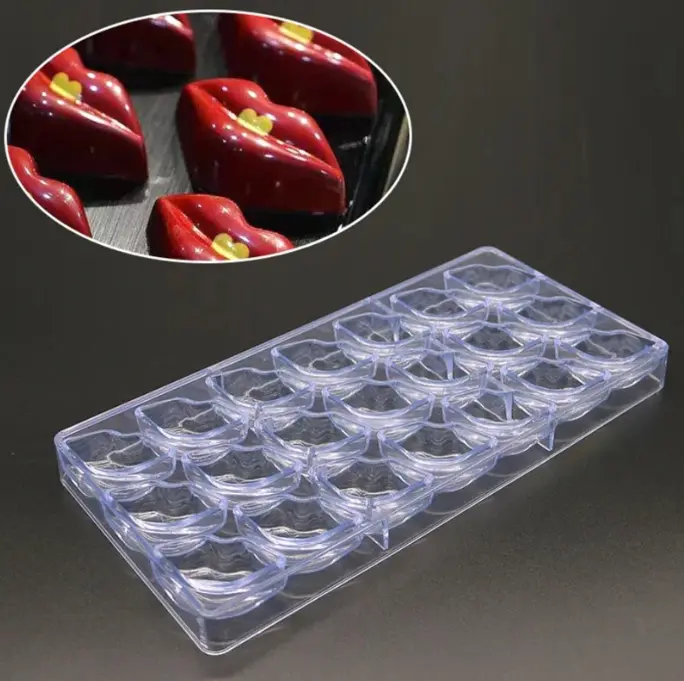 24 Cavity Lips Shape Polycarbonate Chocolate Mould