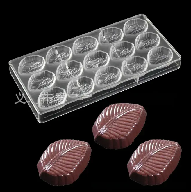 15 Cavity Leaf Shape Polycarbonate Chocolate Mould