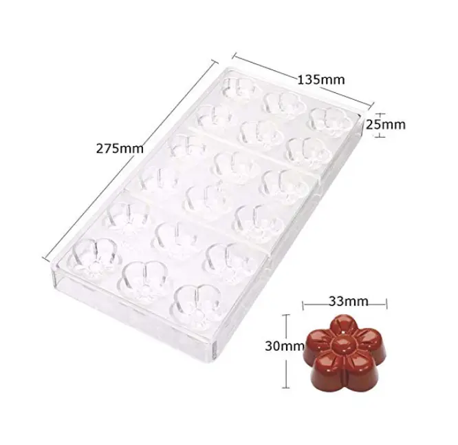 18 Cavity Flower Shape Polycarbonate Chocolate Mould