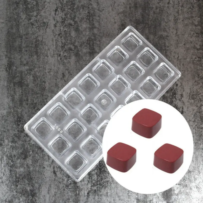 21 Cavity Curved Square Shape Polycarbonate Chocolate Mould