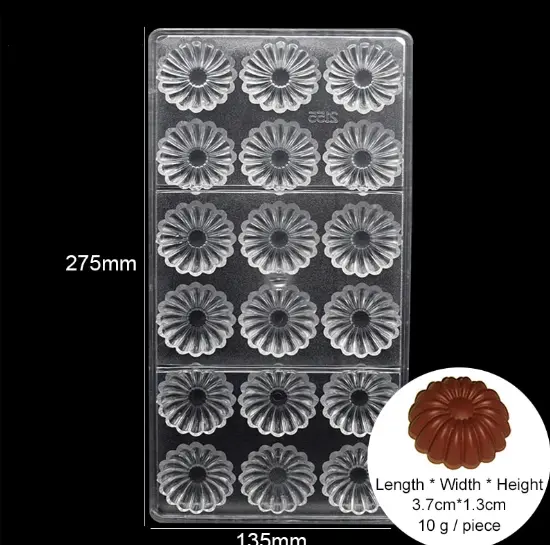 18 Cavity Flower Shape Polycarbonate Chocolate Mould Style 2