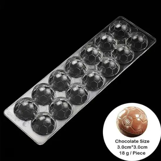 14 Holes Football Shaped Polycarbonate Chocolate Mould
