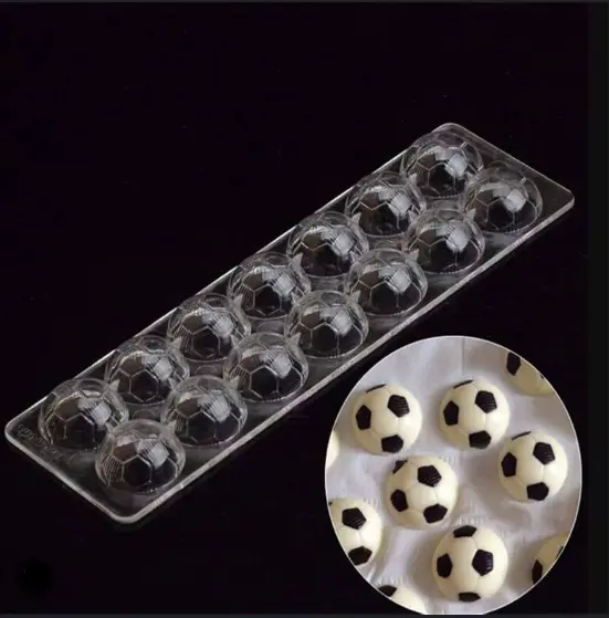 14 Holes Football Shaped Polycarbonate Chocolate Mould