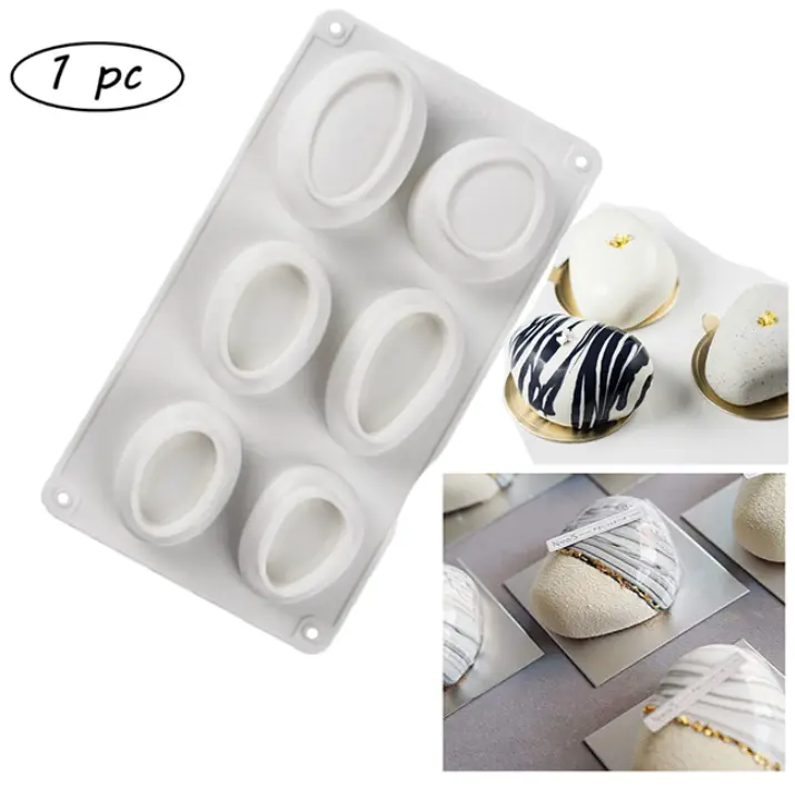 6 Cavity 3D Pebble Stone shape Silicone Mould for Cheesecake/Jelly/Brownie/Soap/Candle