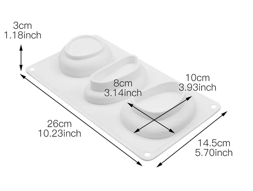 3 Cavity 3D Pebble Stone shape Silicone Mould for Cheesecake/Jelly/Brownie/Soap/Candle