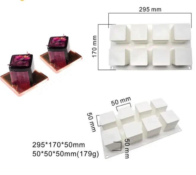 15 Cavity 3D Square Silicone Mould 3 x 3 x 3 CM Mousse Cake Dessert Molds for Cheesecake/Jelly/Brownie/Soap/Candle