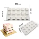 15 Cavity 3D Square Silicone Mould 3 x 3 x 3 CM Mousse Cake Dessert Molds for Cheesecake/Jelly/Brownie/Soap/Candle