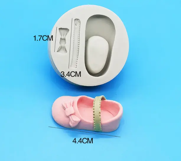 1 Cavity Baby Shoes with Bow Silicone mould
